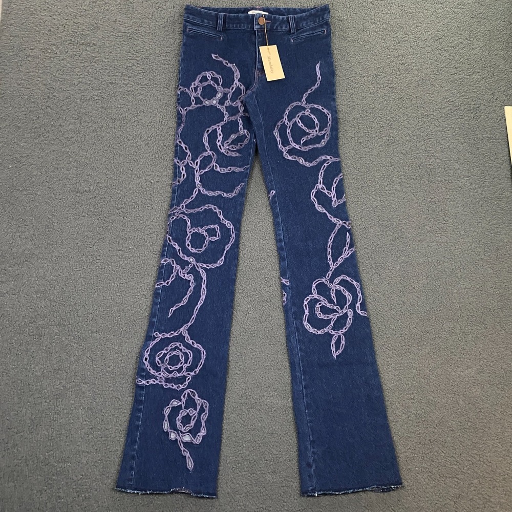 Vintage Y2K Mandalay Jeans size 2 Bootcut Embroidered Eyelet Stretch Blue NWT‎